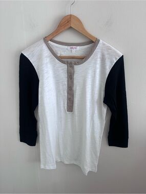 Goldie Lewinter color pop Henley top Pima cotton size small